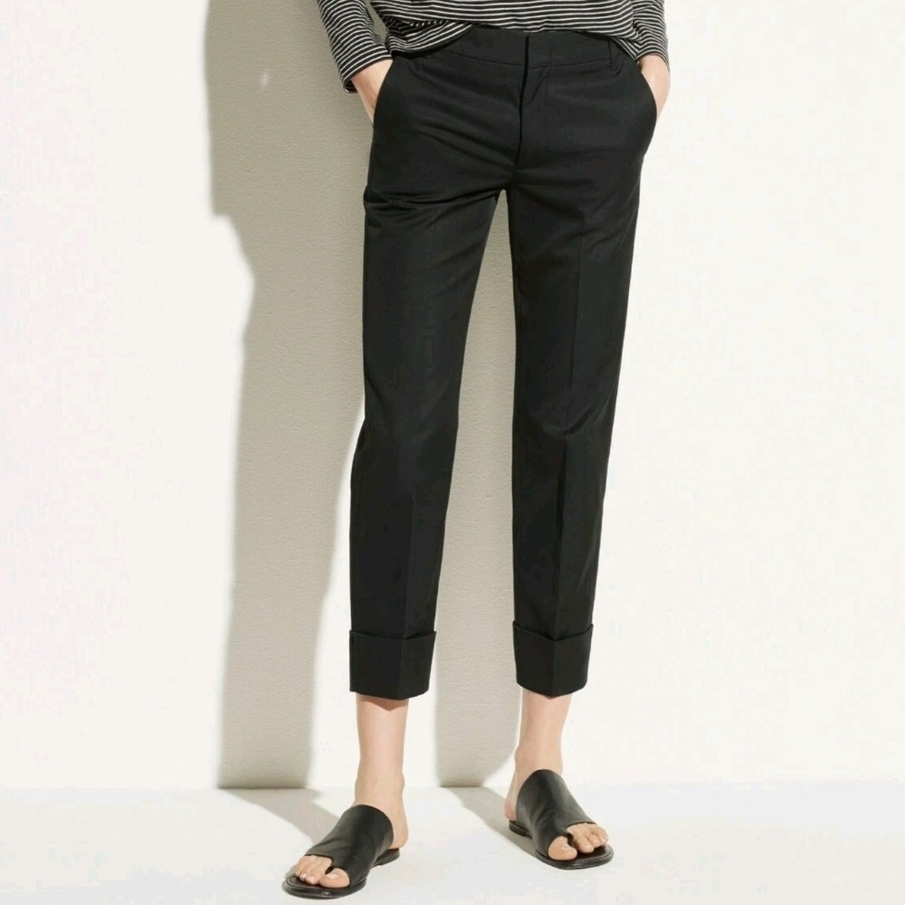 Vince Black Italian Wool Blend Cuffed Ankle Trousers V473221483 Womens 14 - Picture 3 of 12